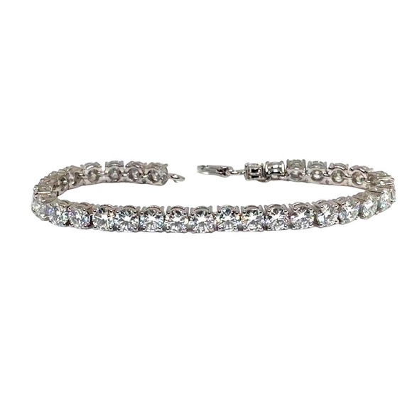 Moissanite Diamond Tennis Bracelet 3mm Adjustable 18K Brilliant Cut - Picture 4 of 11